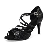 Chaussures de danse latine à motif serpent noir pour femmes, sandales à talons aiguilles, nouvelle collection 2026, chaussures de danse professionnelles d'intérieur à semelle souple