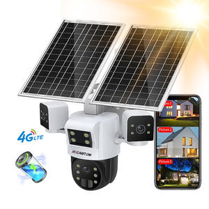 Rscamtom 4G كاميرا شمسية خارجية ثلاثية الشاشة ، لوحة بطارية مزدوجة IP66 كاميرا أمان مقاومة للماء شمسية - Product Image 1