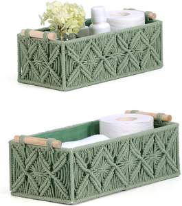 Cestas de Almacenamiento de Macramé Nonam, Cajas de Almacenamiento Tejidas para la Organización del Hogar, Estante para Tanque de Inodoro, Organizador de Gabinete, Juego de 2 Cestas - Product Image 1