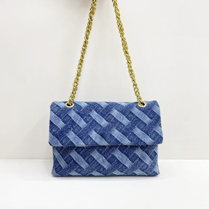 Hot selling women's striped denim crossbody <b>bag</b>, luxurious heart-shaped shoulder <b>bag</b> - Product Image 3