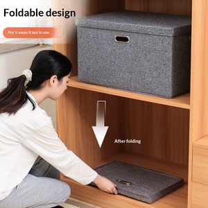 Boîte de rangement pliable extra large avec couvercle <span class=keywords><strong>coulissant</strong></span>, sans installation requise, pour vêtements, armoire, <span class=keywords><strong>tiroir</strong></span>, organisateur de rangement, boîte de rangement en tissu pour jouets - Product Image 3