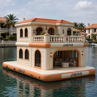 Casa Flotante Mediterránea Inflable de Dos Pisos con Muebles Completos para Parques Acuáticos y Resorts Globales, Venta al Por Mayor