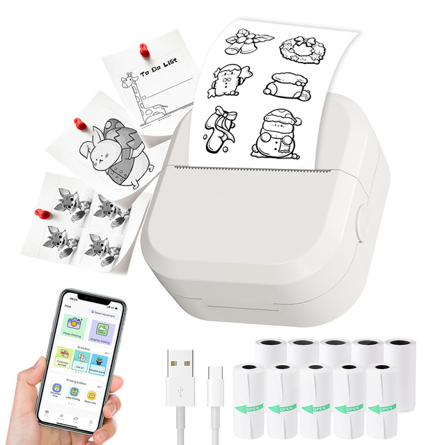 Wireless Smart Mini Portable Printer Pocket Photo  Thermal Inkless Receipt Label Printing Sticker for Kid Study Android