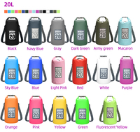 Tas Ransel Tahan Air PVC 20L Roll Top Double Shoulder untuk Aksesoris Pantai, Kayak, Outdoor, Diving, Tas Kering Ocean Pack