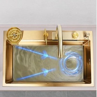 Robinet cascade multifonctionnel moderne en or, distributeur d'eau pour évier de cuisine en acier inoxydable 201,304