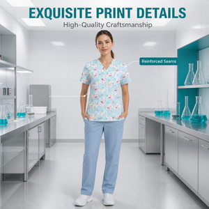 Ensembles de blouses médicales respirants extensibles dans quatre directions, uniformes d'infirmières professionnels, taille élastique avec cordon de serrage, ensemble de blouses médicales confortables - Product Image 6