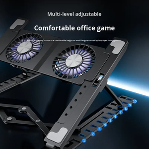 <span class=keywords><strong>Support</strong></span> de refroidissement <span class=keywords><strong>portable</strong></span> en aluminium pour ordinateurs portables et tablettes, tapis de refroidissement pliable pour ordinateur <span class=keywords><strong>portable</strong></span> avec grand ventilateur de refroidissement pour le jeu et le bureau - Product Image 2