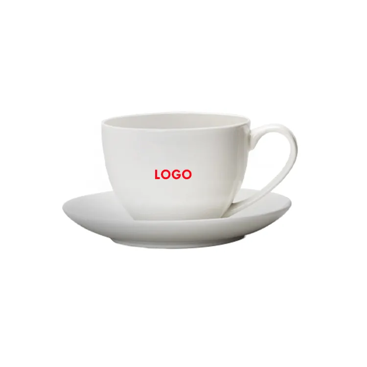 Kunden spezifisches Logo Espresso Keramik Tasse Untertasse Set für Kaffee Tee
