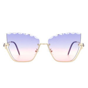 Starfire - Lunettes de soleil œil de chat demi-cerclées carrées irrégulières teintées tendance - Product Image 4