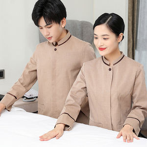 長袖レストランクリーナースタッフウェイター刺繍ワークウェアカスタムロゴホテルハウスキーピング制服 - Product Image 5