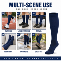 Chaussettes de compression sportives pour hommes, en coton élastique, pour la récupération, la course à pied, l'entraînement, évacuant l'humidité, chaussettes personnalisées