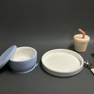 <span class=keywords><strong>Assiette</strong></span> en céramique micro-ondes avec couvercle en silicone lavable au lave-vaisselle personnaliser les couleurs <span class=keywords><strong>assiette</strong></span> bébé enfant en bas âge - Product Image 5