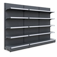 Étagère de présentation murale en métal robuste pour supermarché, gondole simple face noire, réglable pour magasin de détail et épicerie