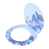 Abattant de toilette moderne circulaire imprimé en matériau UF écologique, à fermeture frontale, avec charnière à fermeture douce, pour toilettes féminines, garantie 3 ans