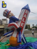 Buena venta en EE. UU. 20 pies globo patriótico cohete inflable tío Sam, cohete de bandera americana inflable para evento