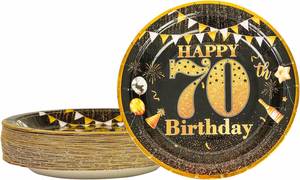 Hot Selling 70th Birthday Theme <b>Plates</b> Factory Direct OEM Disposable 9-Inch Foil Modern Style 9 Inches FOIL 70th Birthday Theme - Product Image 5