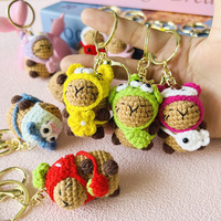Porte-clés au crochet mignon fait main, pendentif capybara tricoté au crochet, accessoire amigurumi charmant, travaux d'aiguille