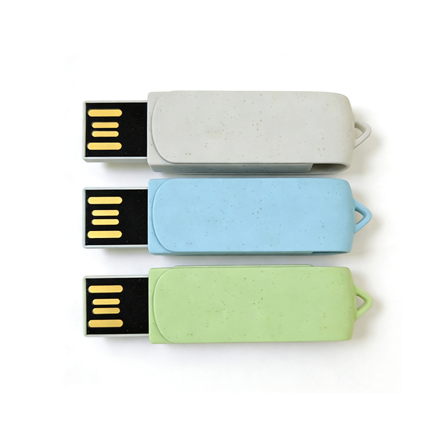 Wheat Straw Material Swivel USB Flash Drive Memory Stick 2gb 4gb 8gb Usb Stick 16GB 32GB 64GB Flash Disk Eco-friendly Pendrive