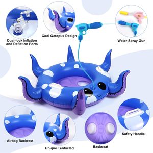 2-in-1 Kids' <b>Inflatable</b> <b>Pool</b> Float with Water Gun & Ring Toss Game - Product Image 4