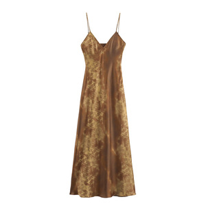 Bestseller Spaghetti Straps Backless <strong>Silk</strong> Sexy <strong>Summer</strong> A-line Midi Women <strong>Dresses</strong> Fashion - Product Image 1