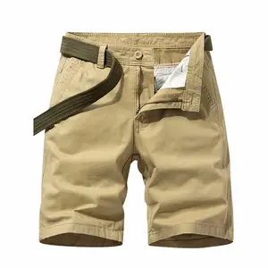 Custom Logo Summer Cotton Tactical Cargo Shorts Khaki Multi-pocket Casual Short Pants Loose Shorts Men