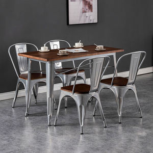 Dessus de <span class=keywords><strong>table</strong></span> en bois de style industriel simple et pieds de <span class=keywords><strong>table</strong></span> en fer Ensemble <span class=keywords><strong>table</strong></span> et chaises de salle à manger pour <span class=keywords><strong>deux</strong></span> et quatre <span class=keywords><strong>personnes</strong></span> - Product Image 4