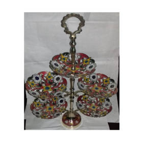 Bol à fruits en laiton de haute qualité à trois niveaux et beau design pour ustensiles de cuisine de table Bol à fruits à trois niveaux. - Product Image 6