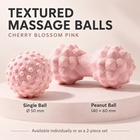 Lot de 2 balles de massage texturées en forme d'arachide, balles de massage à picots de 50 mm pour le dos, le cou et la relaxation myofasciale