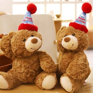 Orsacchiotto di Peluche con Cappello di <span class=keywords><strong>Compleanno</strong></span>, Morbido Giocattolo Imbottito per Bambini e Coppie, Grazioso Regalo di San Valentino con Texture Soffice - Product Image 2