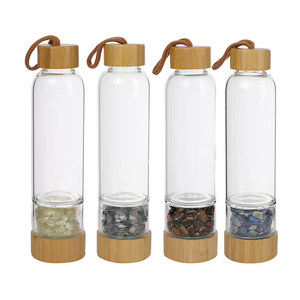 IMOGY Bottiglia d'Acqua in Vetro con Gemme da 500ml Senza BPA, Bottiglia in Cristallo per Bere Direttamente, Elixir Curativo al Quarzo, Adatta all'Acqua Bollente - Product Image 3