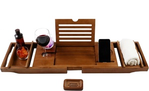 Plateau <span class=keywords><strong>de</strong></span> bain extensible réglable en bois <span class=keywords><strong>de</strong></span> teck pour salle <span class=keywords><strong>de</strong></span> bain - Product Image 6