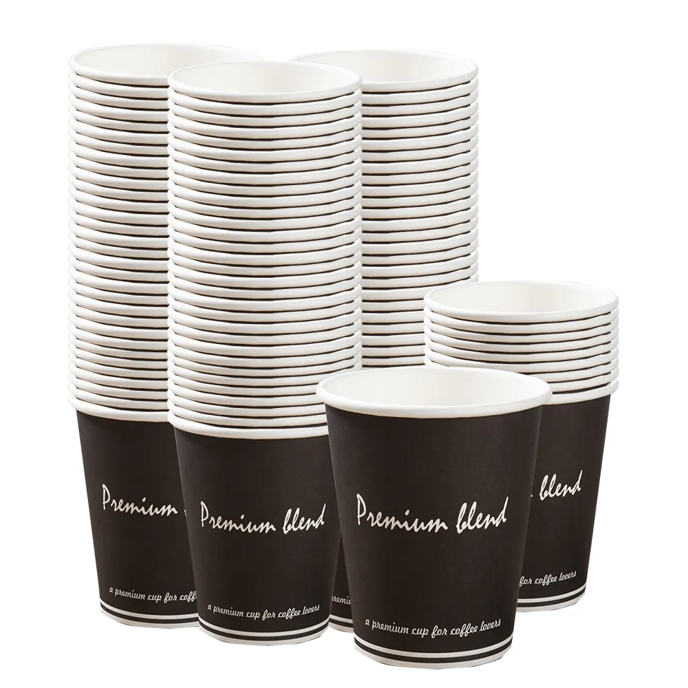 Tazas de café de papel desechables con tapa, Logo personalizado, respetuosas con el medio ambiente, venta al por mayor, 3/4/8/9/12/16 oz