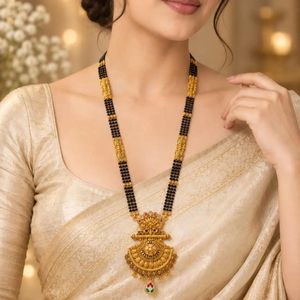 Antique Mangalsutra for Women Elegant Traditional Indian Jewellery Bridal Wedding Ethnic <b>Fashion</b> <b>Necklace</b> Accessory - Product Image 3