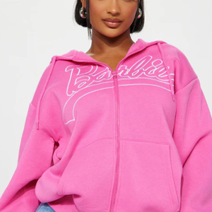 เสื้อมีฮู้ดของผู้หญิงผ้าคอตตอนแบบมีซิปปักออกแบบได้ตามต้องการสำหรับเสื้อผ้าลำลอง100% - Product Image 1