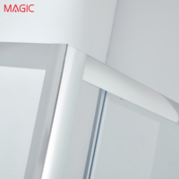 Paroi de douche coulissante en verre trempé de style européen, cloison de toilette, poulie en alliage de zinc, cadre en aluminium