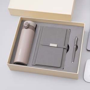 Brand Modern Simple Stainless Leather Insulated Pop-up Cup Business <b>Set</b> 052 China <b>Notebook</b> Festival Award Gift Box Custom Logo - Product Image 2