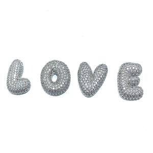 Gran oferta, collar con inicial del alfabeto Chapado en plata, globo de circón de latón, Burbuja, gordito, 26 colgantes con letras en inglés, collar - Product Image 4