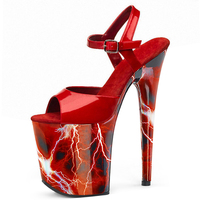 Sandales de soirée élégantes à bout ouvert de 20 cm pour danseuse exotique, plateforme de 8 pouces, sexy, fétiche, modèle de boîte de nuit, chaussures de pole dance, grande taille, reine