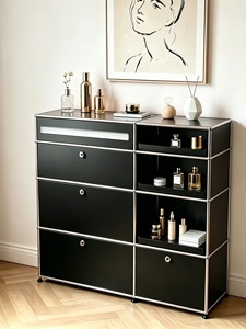 Modern Mid-century Stainless Steel <b>Sideboard</b> Living Room Home Modular <b>Storage</b> Unit 4 Shelves Colorful Finishes - Product Image 5