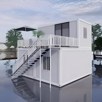 Appartement capsule à 2 étages, bureau, grand espace, maison modulaire préfabriquée en conteneur détachable avec toit en pente