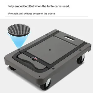 小型家庭用移動輸送ショッピングトロリーカートポータブル折りたたみ式ユーティリティ伸縮式フラットベッドハンドカート荷物カート - Product Image 4