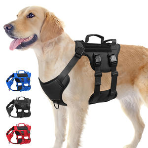 Harness Anjing Taktis Nylon Awet Berkualitas Tinggi Buatan AS, Anti Tarik, Dapat Disesuaikan, Rompi Reflektif dengan Pegangan Ganda untuk Anjing Besar - Product Image 1