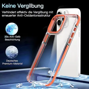 Stoßfestes Anti-Gelb Regenbogen-Border Handyetui Samsung S24 S23 Ultra iPhone 16 15 Pro Max erweiterter Schutz Ultra-Abdeckung