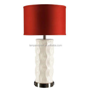 Taper <b>Lamp</b> Shade Hotel Table <b>Lamp</b> with 2pcs Power Outlets in the Base for Home Decor Bedroom Hotel Lobby Hotel Guestroom - Product Image 2