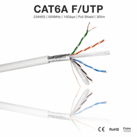 Harga Pabrik Kabel Ethernet Cat6A F/UTP Solid 4 Pasang 23AWG CCA Terperisai 500MHz LAN 305m Outdoor Kamera IP Industri