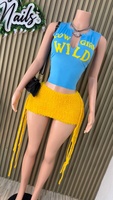 Ensemble jupe et débardeur pour femmes, imprimé, extensible, style Y2k, été, cool, streetwear, t-shirt avec mini-jupe, ensemble décontracté 2 pièces