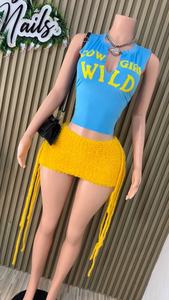 Set Donna con Canotta Stampata e Minigonna, Completo Estivo Y2k Casual in Tessuto Elasticizzato, T-shirt con Minigonna, <span class=keywords><strong>Outfit</strong></span> in Due Pezzi - Product Image 3