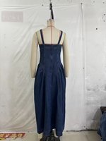 ZEVITY 2026 Nouvelle Robe Chic Femme Sans Manches Plissée Évasée Style Cowboy en Jean pour les Fêtes Robe Midi Femme Denim Robe Mujer Dropship