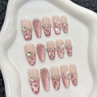 Ongles à presser faits main effet œil de chat papillon français, vente chaude en usine, en gros, amovibles et réutilisables, avec kit complet d'outils pour ongles