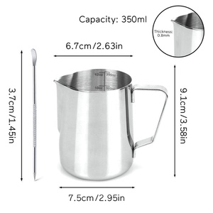Café lait moussant pichet tasse 12oz et 20oz pichets à la vapeur en acier inoxydable lait café Cappuccino Latte - Product Image 2